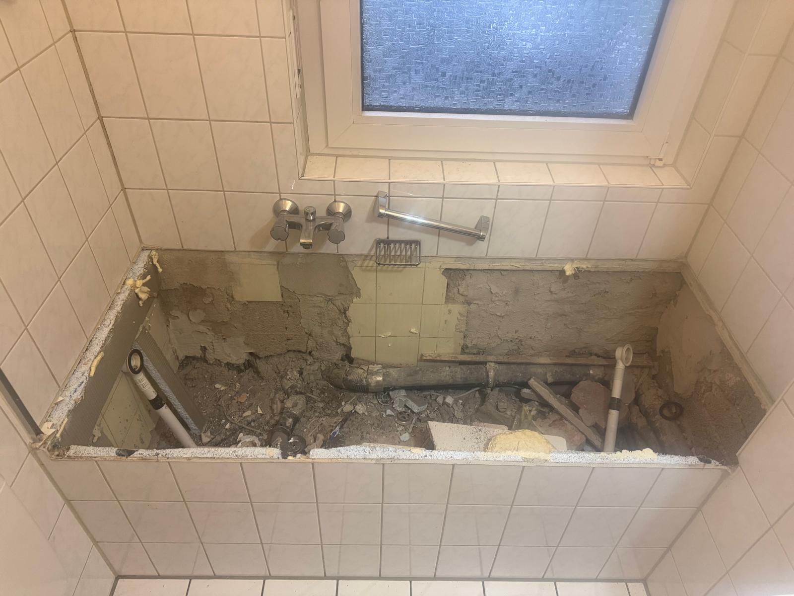 After removing the old bathtub